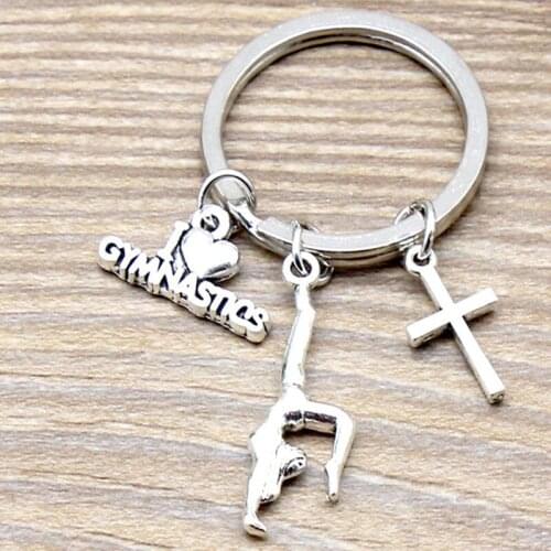 Friendship I Love Gymnastics Gymnast Keychain Gymnastic Cross Key Chains Key Ring 30mm Creative Jewelry Gifts