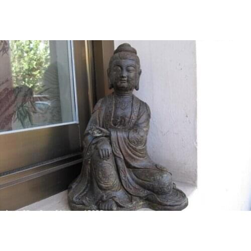 Fast shipping USPS to USA S3005 Tibet Buddhism Bronze Sit Kwan-Yin Bodhisattva Guan Yin Buddha Statue
