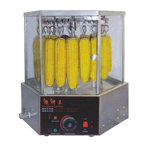 16pcs/time Electric Corn Roaster Stainless Steel Base with 6 Glass Doors Rotary Corn broiler 220v