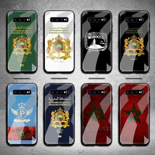 Morocco Flag Passport Phone Case Tempered Glass For Samsung S20 Plus S7 S8 S9 S10 Plus Note 8 9 10 Plus