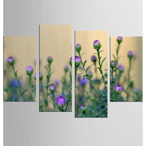 HOT frame 4pcs / set beautiful purple flower wall art wall decoration home decoration canvas canvas printing