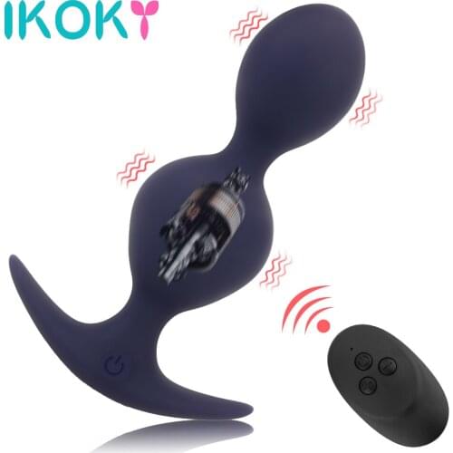 IKOKY Remote Control Anal Bead Vibrator Vibrating Prostate Massager Sex Toy for Woman Man Male Butt Plug Adult Products