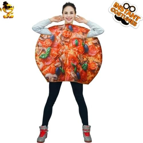 Pizza Jumpsuit Funny Fast Food Costumes Halloween Couples Costume for Adults Mens Women Role Play Clothing