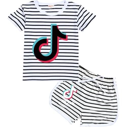 TIK TOK Cartoon Kids Boy Clothes Sets Baby Girl T-Shirt Short Pants Outfits Casual Childrens Clothing Suits