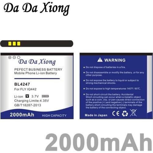 DaDaXiong 2000mAh BL4247 Li-ion Phone Battery for FLY iq442 Quad Miracle 1 Battery