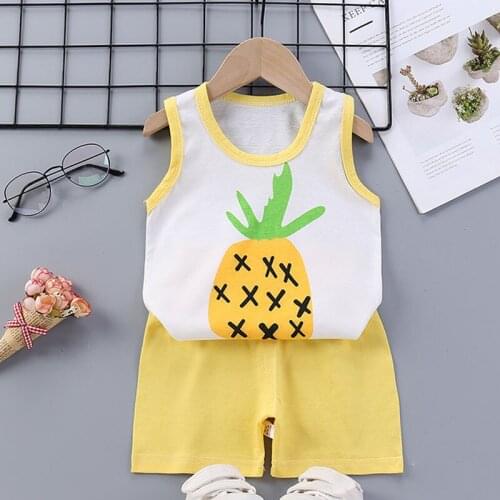 Menoea Kids Boys Girls Cartoon Cute Clothing Sets 2021 New Fashion Summer Baby Toddler Vest Tank Top Shorts Outfit Clothes 1-5Y