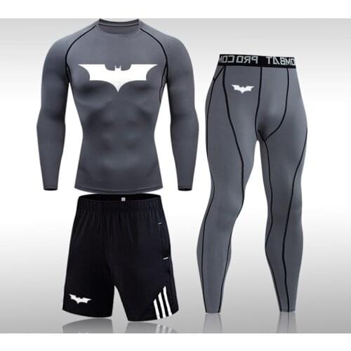 Men Compression Running Sports Suit Fitness Tight Long Sleeve Sport Training Gym Jogging Rashgard 3 Pcs/Set Quick Dry Sportswear