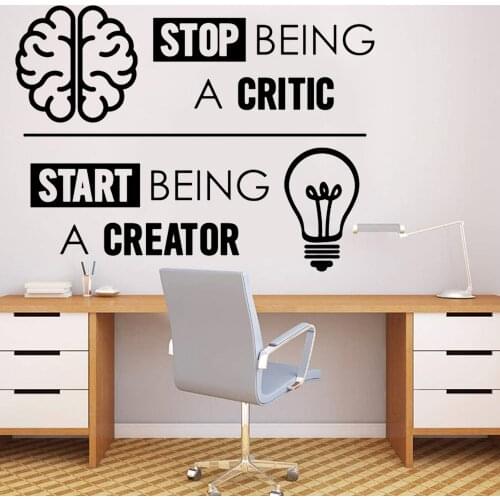Office Wall Decals Stop Being A Critic Motivational Quotes Vinyl Wall Sticker Home Decoration Teen Room School Window Decor Z005
