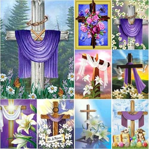 New 5D DIY Diamond Painting Scenery Cross Stitch Cross Flower Diamond Embroidery Full Square Round Drill Home Decor Manual Gift