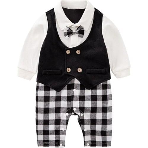 Autumn new baby onesies male baby gentleman clothes one-year-old 100-day banquet romper climbing clothes infant clothes