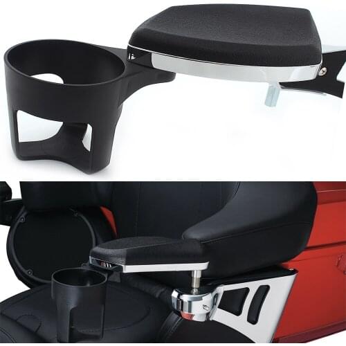 New Adjustable Motorcycle Passenger Armrest Bracket With Drinking Holder Cup For Harley Touring Electra Glide Road Glide 2014-up