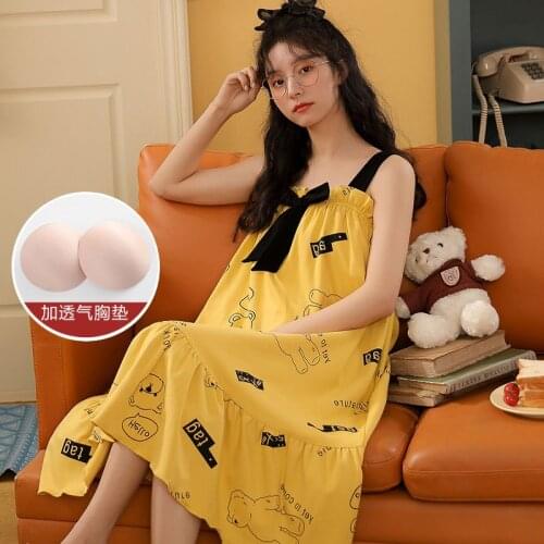 Girls' new casual comfortable soft cotton lovely Pajama nightdress