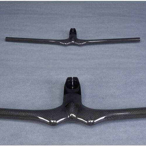 Full Carbon Fiber One-shaped Handlebar Bike MTB Integrated Flat Bars With Stem Bicycle Mountain Horizontal Handlebar