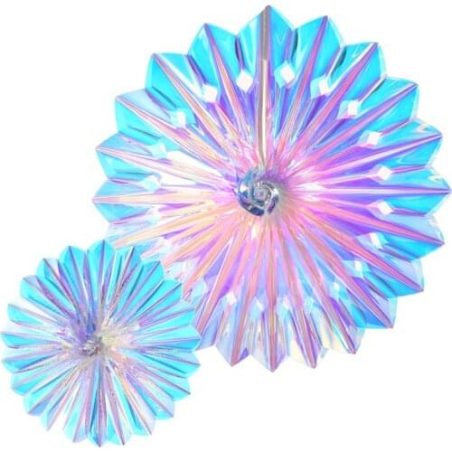 Iridescent Fan Party Hanging Ornaments Round Folding Fans Bridal Shower Wedding Birthday Baby Shower Christmas Party Decorations