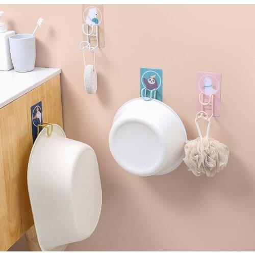 Cartoon Stainless Steel Washbasin Rack Free Punch Storage Bathroom Kitchen Wall Hanging Towel Rack Washbasin Rack