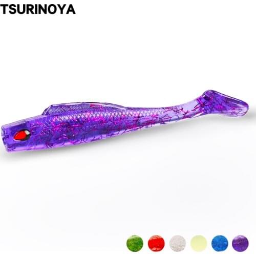 TSURINOYA 10pcs/lot Soft Baits 8cm 4.8g T Tail Quality Soft Fishing Lures for Saltwater Freshwater Shad Worm Swimbait Jig Head