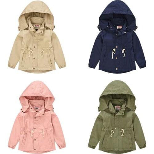 3-7Years Children Jackets Boys Girls Trench Coats 2021 Autumn Fashion Long Style Hooded Windbreaker Coat Kids Girl Outerwear