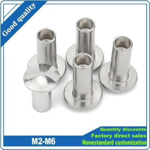 10/50Pcs A2-70 304 Stainless Steel Pan Head Semi-hollow Tubular Rivets M2 M2.5 M3 M4 M5 M6 Round Head Screw Bolt Nail 3-50mm
