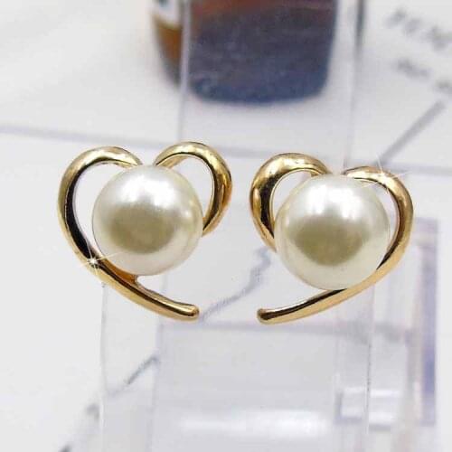 2018 New Fashion Jewelry Wild Personality Glossy Peach Heart Love Pearl Female Pearl Jewelry Earrings Boucle D'oreille Femme