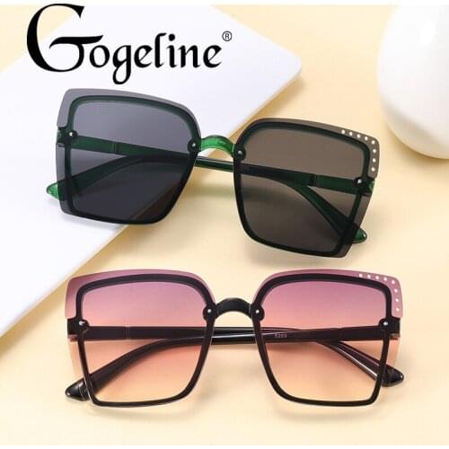 2021 Oversized Rimless Sunglasses Luxury Brand Design Women Fashion Lady Shades Gradient UV400 Eyewear gafas de sol