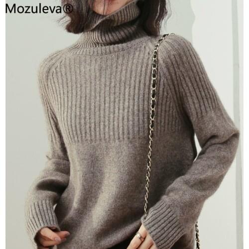 Mozuleva 2020 Autumn Winter Long Sleeve Warm Knitted Pullover For Women Turtleneck Sweater Female Loose Oversize Thick Sweater