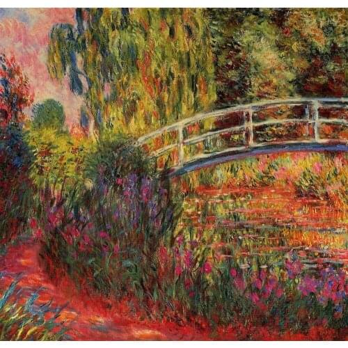 100% handmade landscape oil painting reproduction on linen canvas,the-japanese-bridge-the-water-lily-pond-water by claude monet
