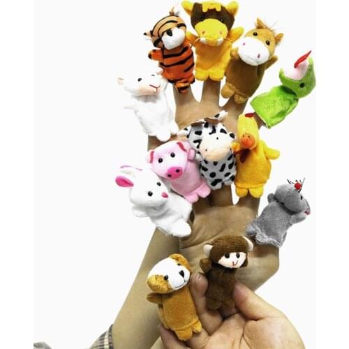 12 pcs/lot mini plush baby toy animal family finger puppets set zodiac boys girls finger puppets B0939
