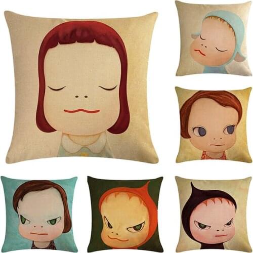 45*45CM Personalized Sleeping baby doll Cartoon girl Cushion Covers Gifts Linen Baby Birth Gifts Throw Pillow CoverZY02