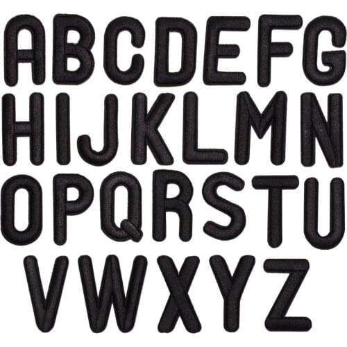 A-Z 26pc Black Letters Iron on Patches for Clothing Alphabet Embroidered Applique English Letters Patch Clothes Sticker Stripe