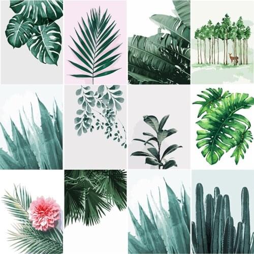 New DIY 5D Diamond Embroidery Scenery Cross Stitch Plant Leaves Diamond Painting Sunset Full Square Round Drill Home Decor Gift