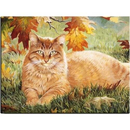 DIY Full Square Diamond Painting Cross Stitch Animals Red Cat Diamond Mosaic Painting Diamonds Embroidery Home Decoration FG1317