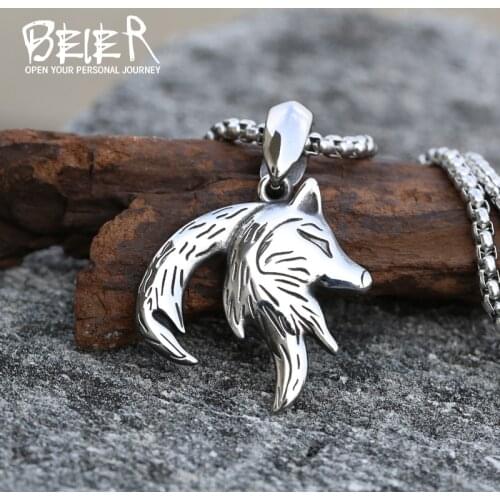 Beier viking wolf pendant animal stainless steel amulet fashion religion nordic man jewelry LP521