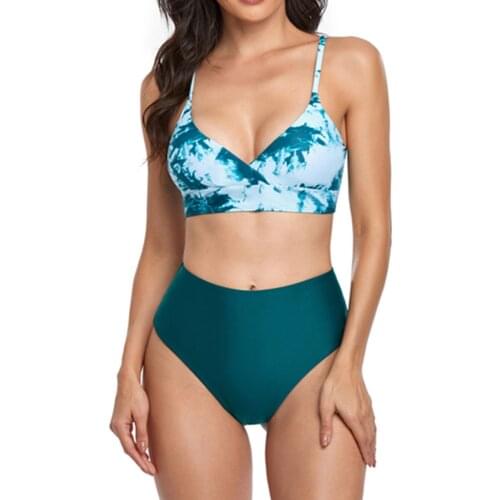 2021 Sexy Tie Dye Bikini Swimsuit Women High Waist Bikini Set Two Piece Swimwear Push Up Bathing Suit Summer Bather Biquini