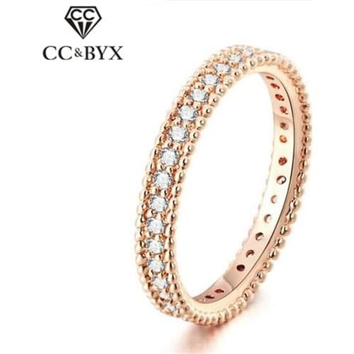 CC Jewelry Fashion Jewelry Ring For Women Simple Rose Gold Color Classic Bride Wedding Bands Engagement Rings Bijoux CC197