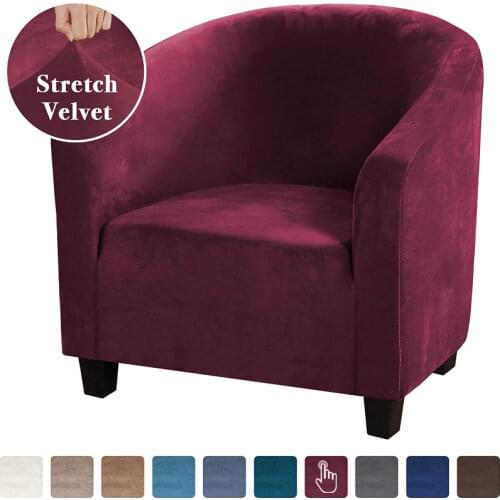 Tub Chair Cover High Stretch Sofa Cover Velvet Thick Skid Resistance Furniture Protector Stretch Fabric Super Soft Slipcover