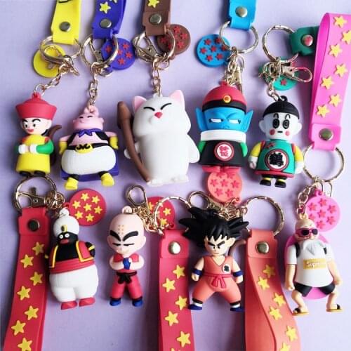Dragon Ball Keychain Cartoon Anime Character Cute Style Boy Girl School Bag Key Chain Doll Charm Silicone Keychain Birthday Gift