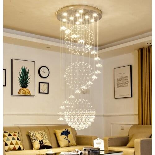 Long Crystal Chandelier New Creative Staircase Lighting Top Luxury Indoor Large Lamp For Living Room Stair Lobby Cristal Fixture