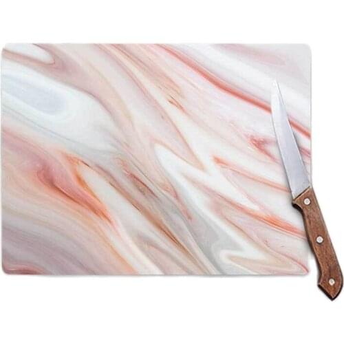 Marble Looking Glass Cutting Board Cutting Deck Red Marble Patterned Glass Cutting Board Heat Resistant Antibajteriyel