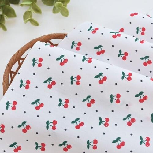 50*142cm Cotton Cartoon Little Strawberry Cute Fabric Clothes Skirt Childrens Clothes Shirt Dress Handmade DIY Fabric