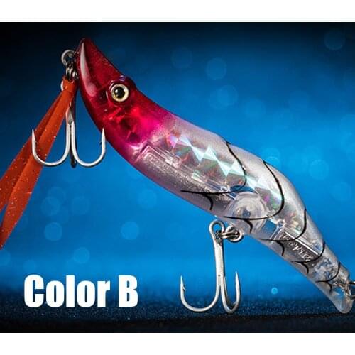 2pcs 15g 8CM Artifical Shrimp Fishing Lure 2 Treble Hooks Plastic Lead Fish Baits 3D Lifelike Hard Lures for Bass Long Casting