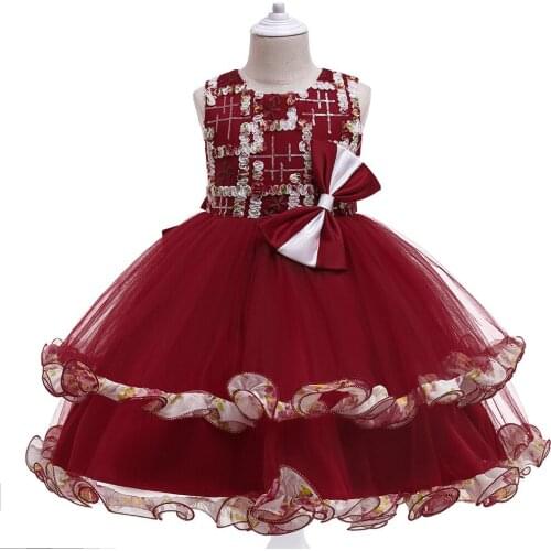 Red Sleeveless Flower Girls Dresses For Girls First Lace Communion Dresses Communion Party Prom Princess Pageant Dresses