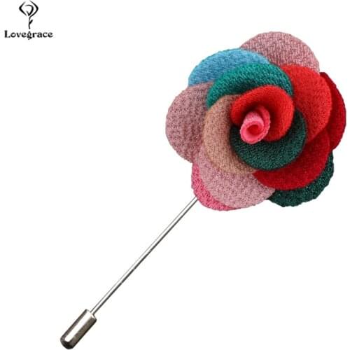 Lovegrace Boutonniere Men Brooch Pins Wedding Groom Buttonholes Groomsmen Rose Flower Prom Wedding Party Dress Decor Accessories