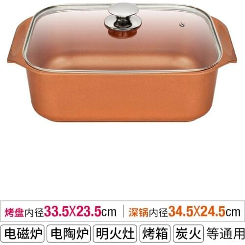 Multi functional fish plate rectangular hot pot electromagnetic oven household non stick thickened soup stewpot grill dish