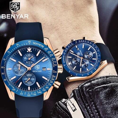 2021 New Fashion Mens Watch Top Brand Luxury Leather Strap Sports Chronograph Quartz Watch Mens Relogio Masculino