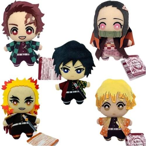 Stuffed 14cm Demon Slayer Plush Dolls Pendant Toys For Children Anime Blade Of Demon Tanjirou Nezuko Rengoku Tomioka Kawaii Toys