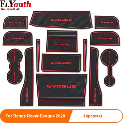 New For Range Rover Evoque 2020 14pcs Door Groove Mat Non-Slip Rubber Interior Car Door Armrest Storage Panel Mat Car Styling