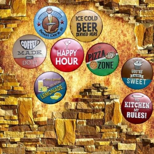Beer Coffee Irregular Round Tin Signs Vintage Plaque Metal Wall Cafe Garage Pub Home Restaurant Art Decor 30CM U-7