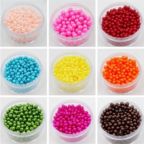 Hot Sale 6mm 300pcs Cheap Pearl Cabochon Round 33 Colors Imitation Pearl ABS Plastic Beads For Necklace And Bracelet DIY Making