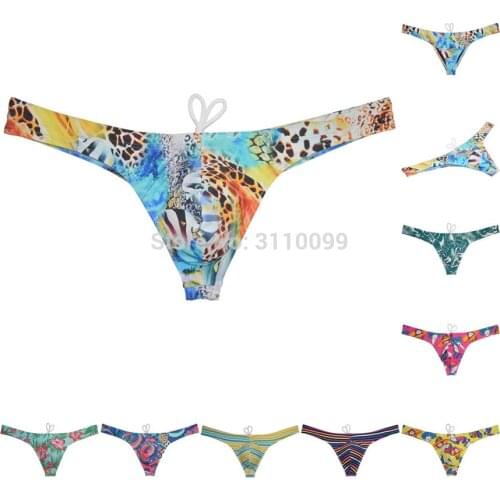 Mini Beachwear Mens Bikini Bulge Pouch T-back Surfing Briefs Showy Swim Thongs