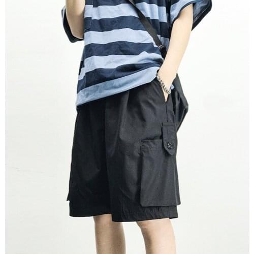 Straight Shorts Pants 2021 Men Hip-hop Loose Sports Five-point Trousers Japanese Multi-pocket Streetwear Sweatpants